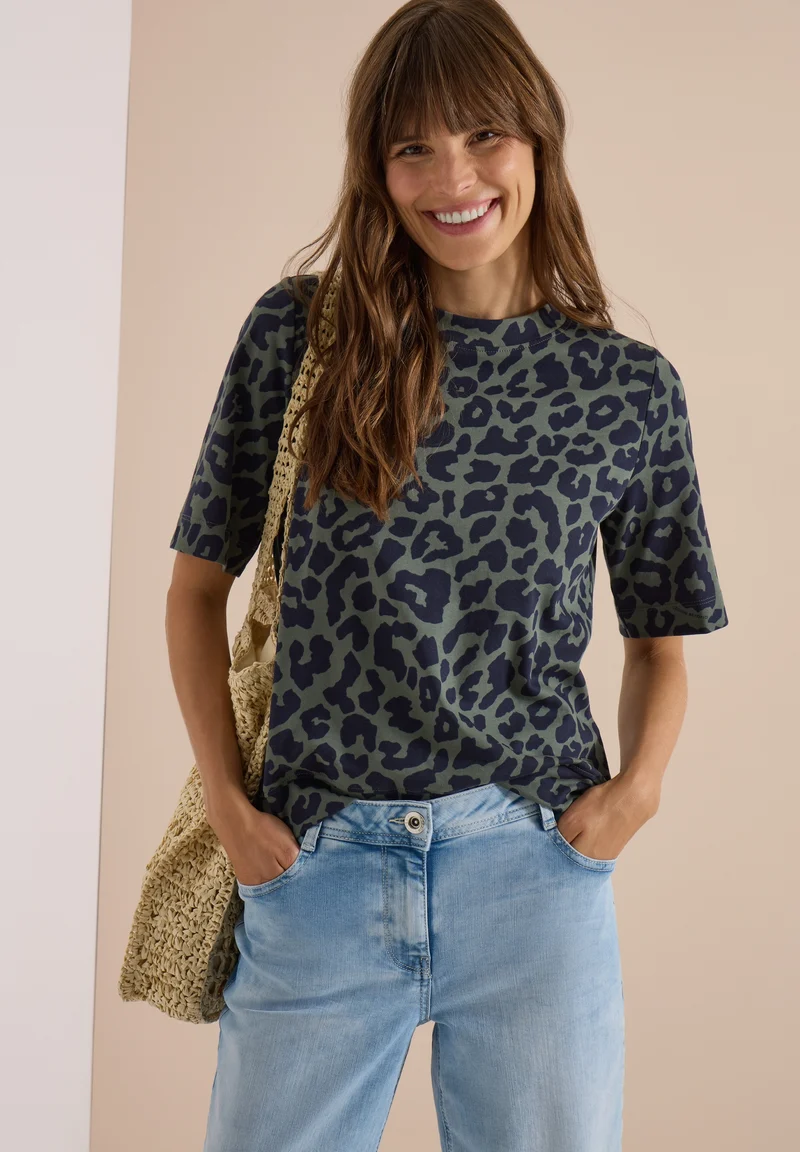 TOS Two-Tone Leo AOP Shirt, dried olive green
