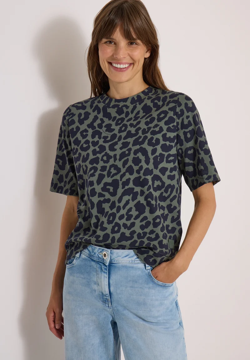 TOS Two-Tone Leo AOP Shirt, dried olive green