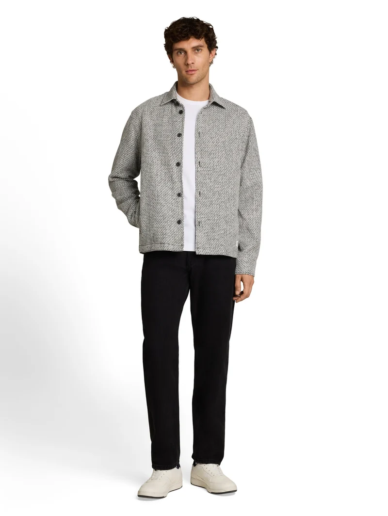 heavy structured overshirt, black white structure