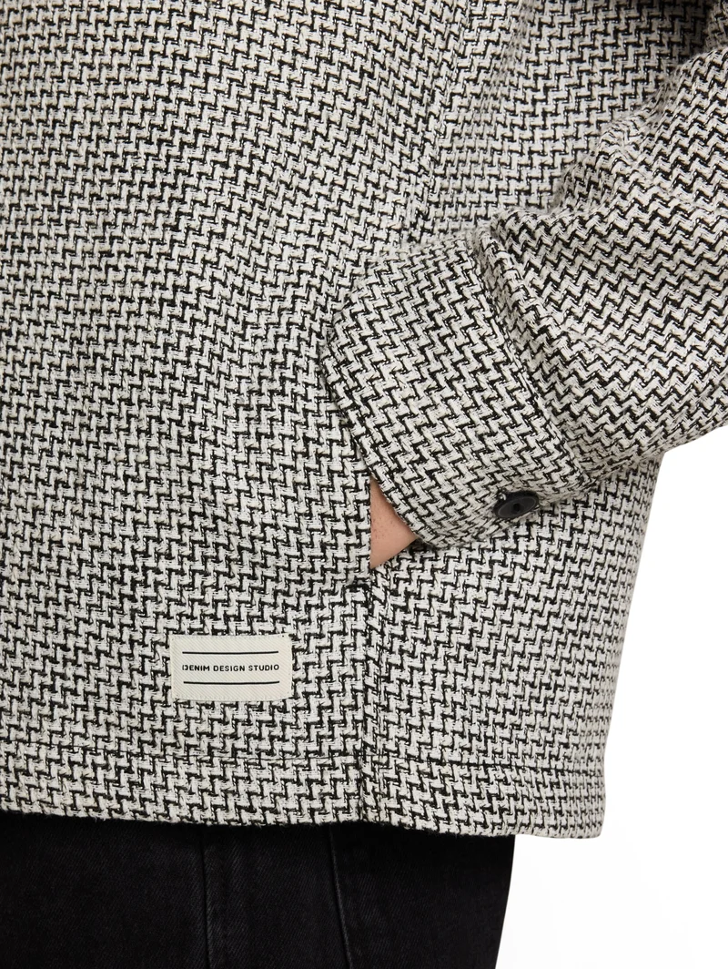 heavy structured overshirt, black white structure