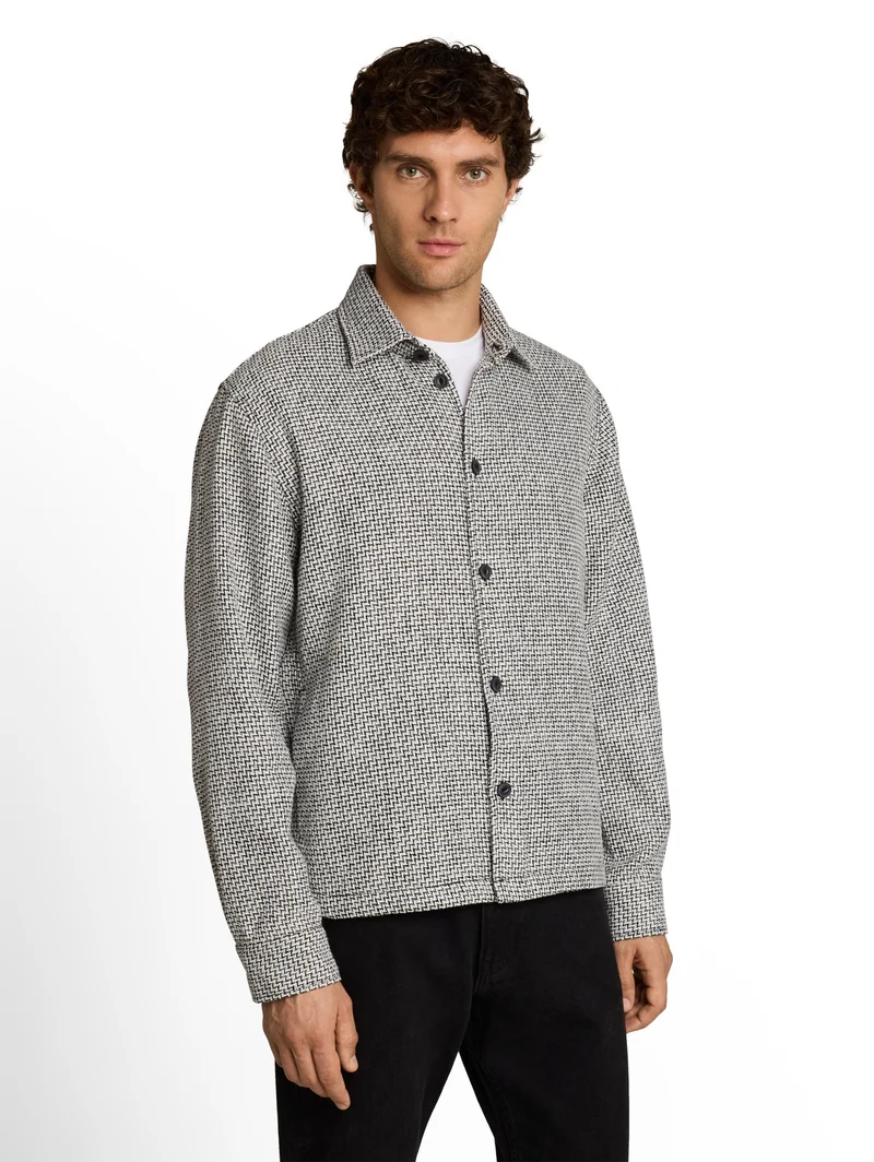 heavy structured overshirt, black white structure