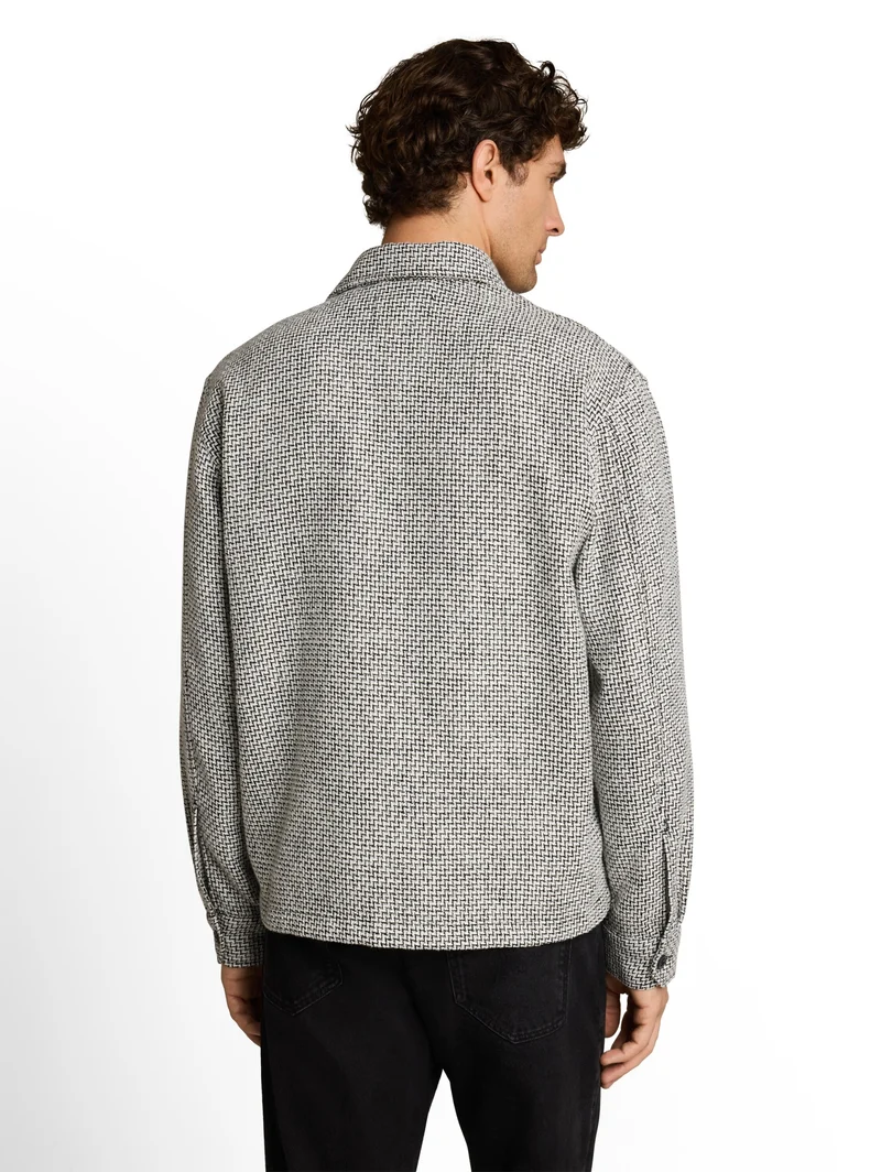 heavy structured overshirt, black white structure