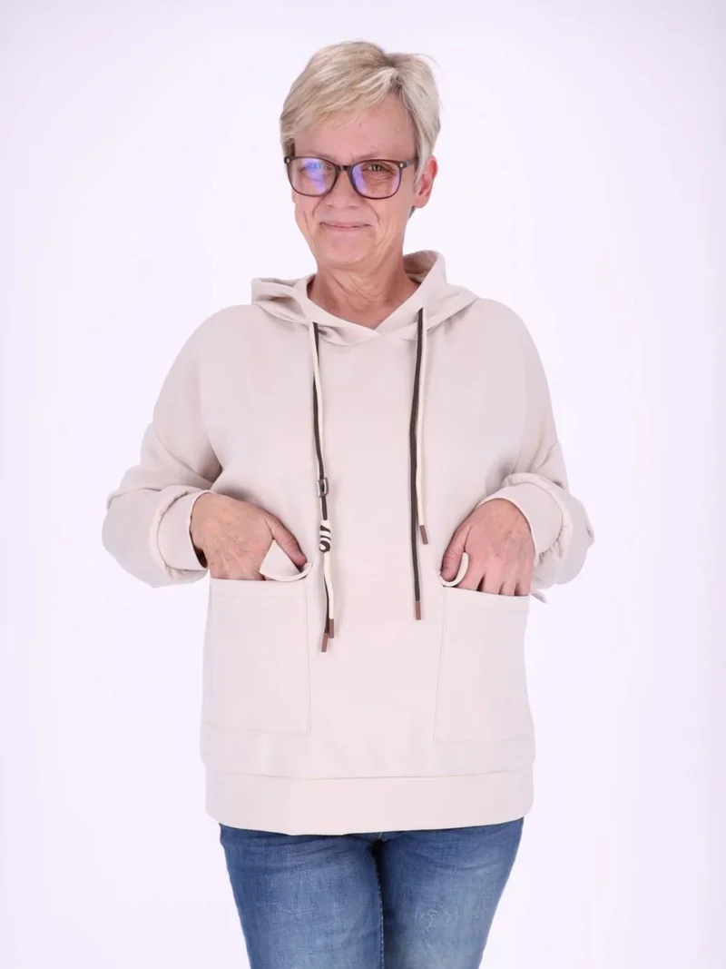 Beiges Damen Sweatshirt mit Kapuze – weich & bequem