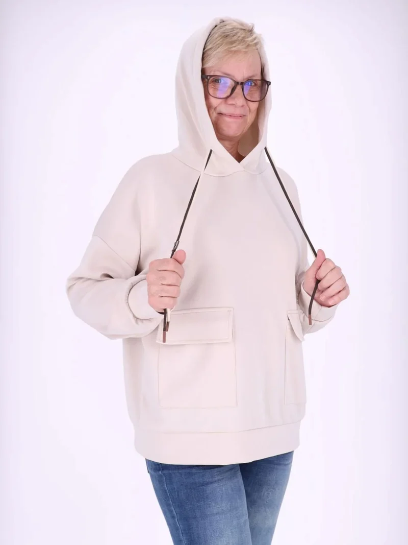 Beiges Damen Sweatshirt mit Kapuze – weich & bequem