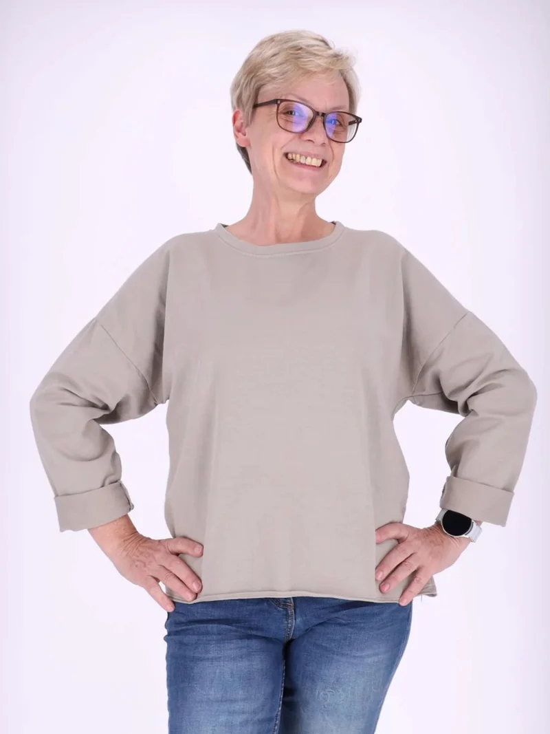 Beiges Damen Sweatshirt mit Raglanärmeln – One Size