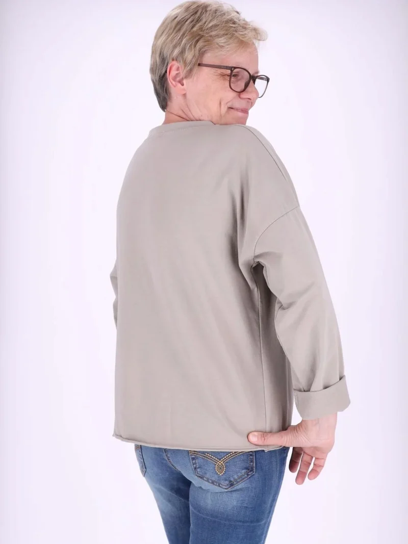 Beiges Damen Sweatshirt mit Raglanärmeln – One Size