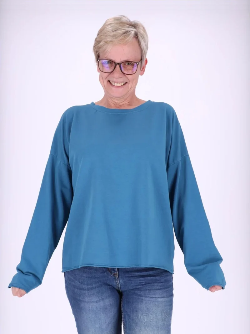 Blaues Damen Sweatshirt mit Raglanärmeln – One Size