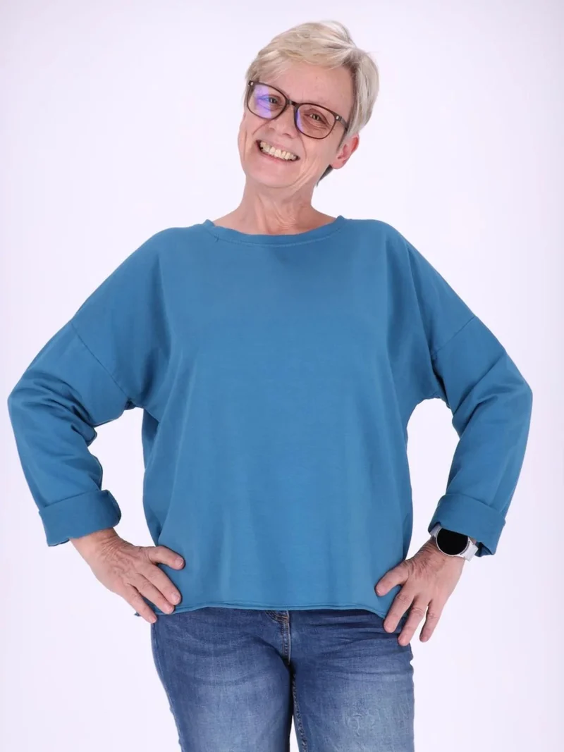 Blaues Damen Sweatshirt mit Raglanärmeln – One Size
