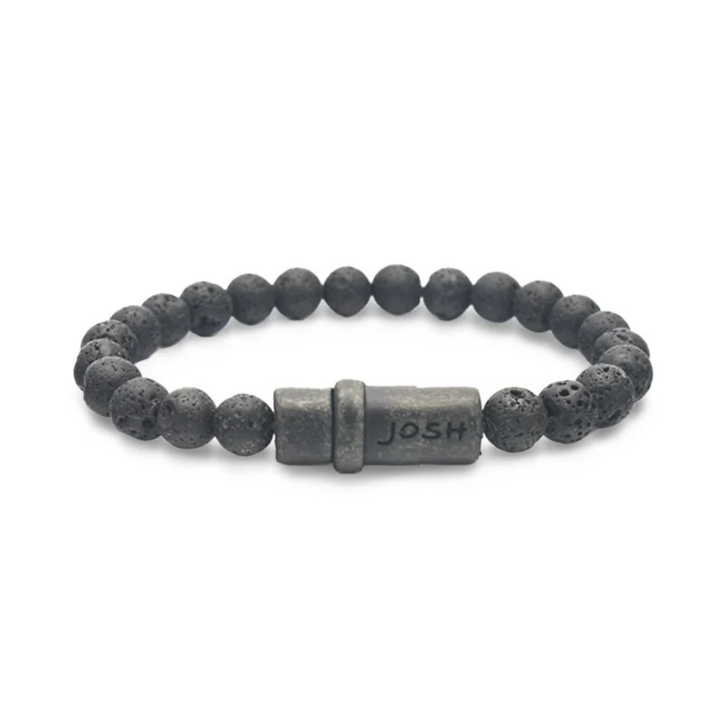 Josh Black Natural Stone Bracelet 09285VB/LAVA/MED