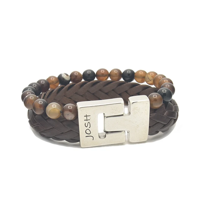 Josh Multi-coloured Natural Stone Bracelet 25023SL/BRCO/LRG