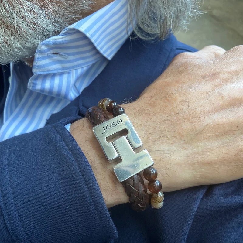 Josh Multi-coloured Natural Stone Bracelet 25023SL/BRCO/LRG
