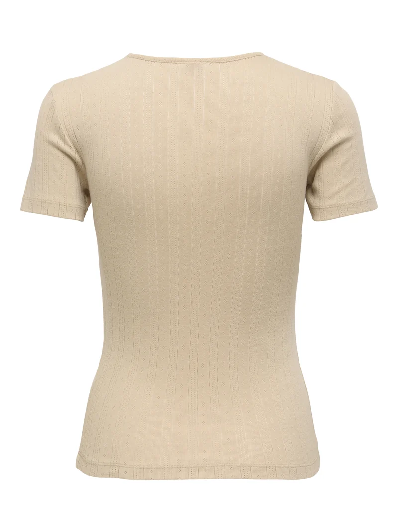 JDYSALSA MIA LIFE S/S O NECK TOP JR, Humus