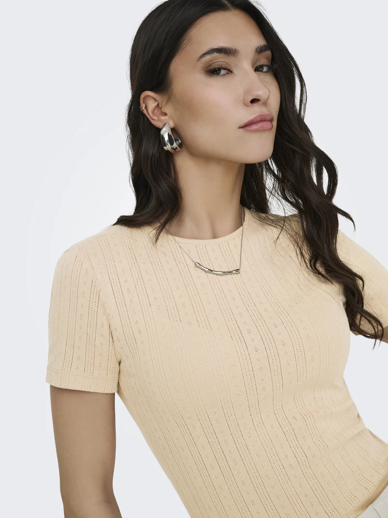 JDYSALSA MIA LIFE S/S O NECK TOP JR, Humus