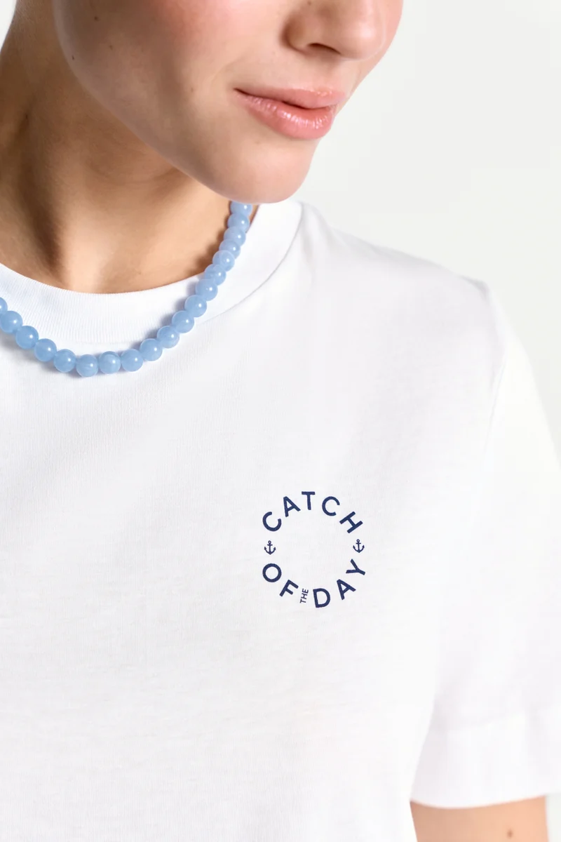 Easy Fit T-Shirt Sardines Print, white