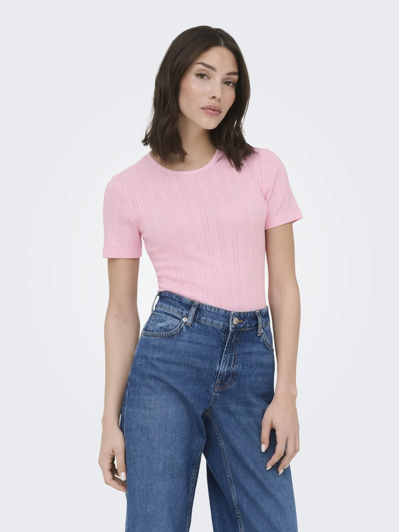JDYSALSA MIA LIFE S/S O NECK TOP JR, Fairy Tale