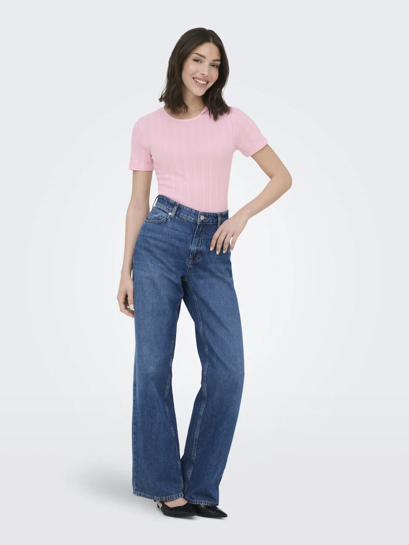 JDYSALSA MIA LIFE S/S O NECK TOP JR, Fairy Tale