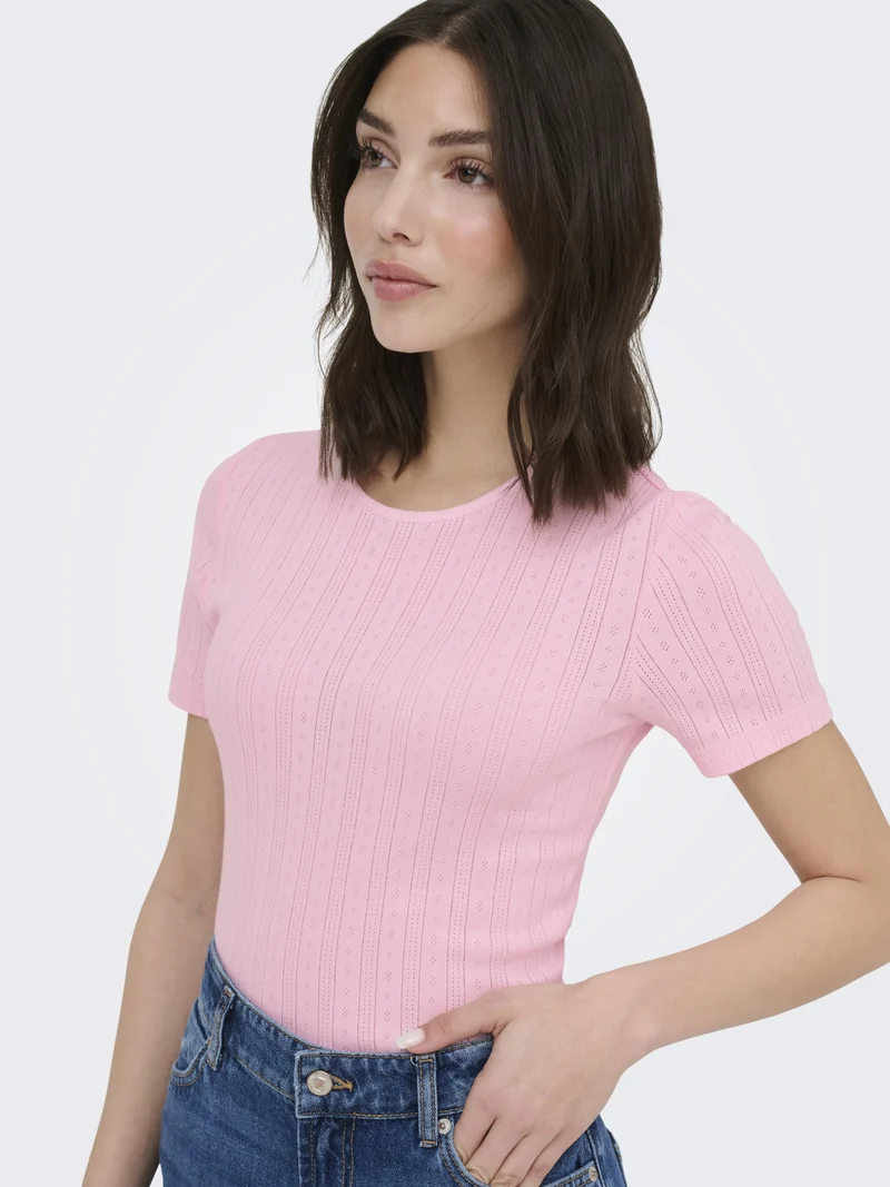 JDYSALSA MIA LIFE S/S O NECK TOP JR, Fairy Tale