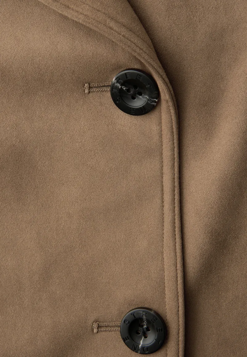 Short Double Breasted Velour T, Cinnamon Brown