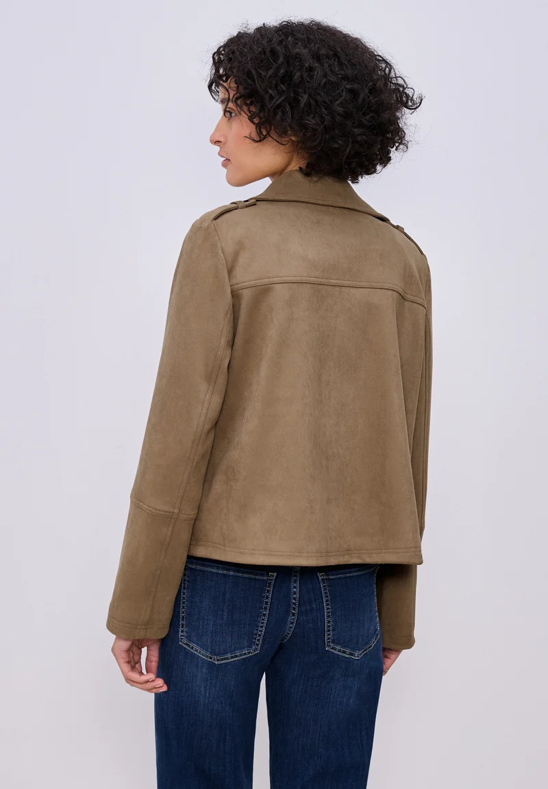 Short Double Breasted Velour T, Cinnamon Brown