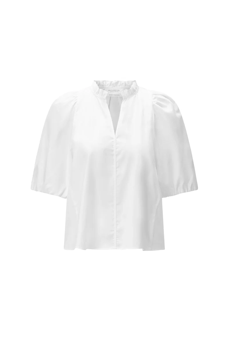 Cotton Ruffle Blouse, white