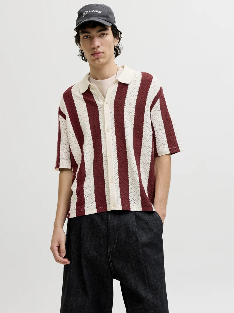 JORTYLER KNIT SS POLO SN, Sea Salt/Cabernet