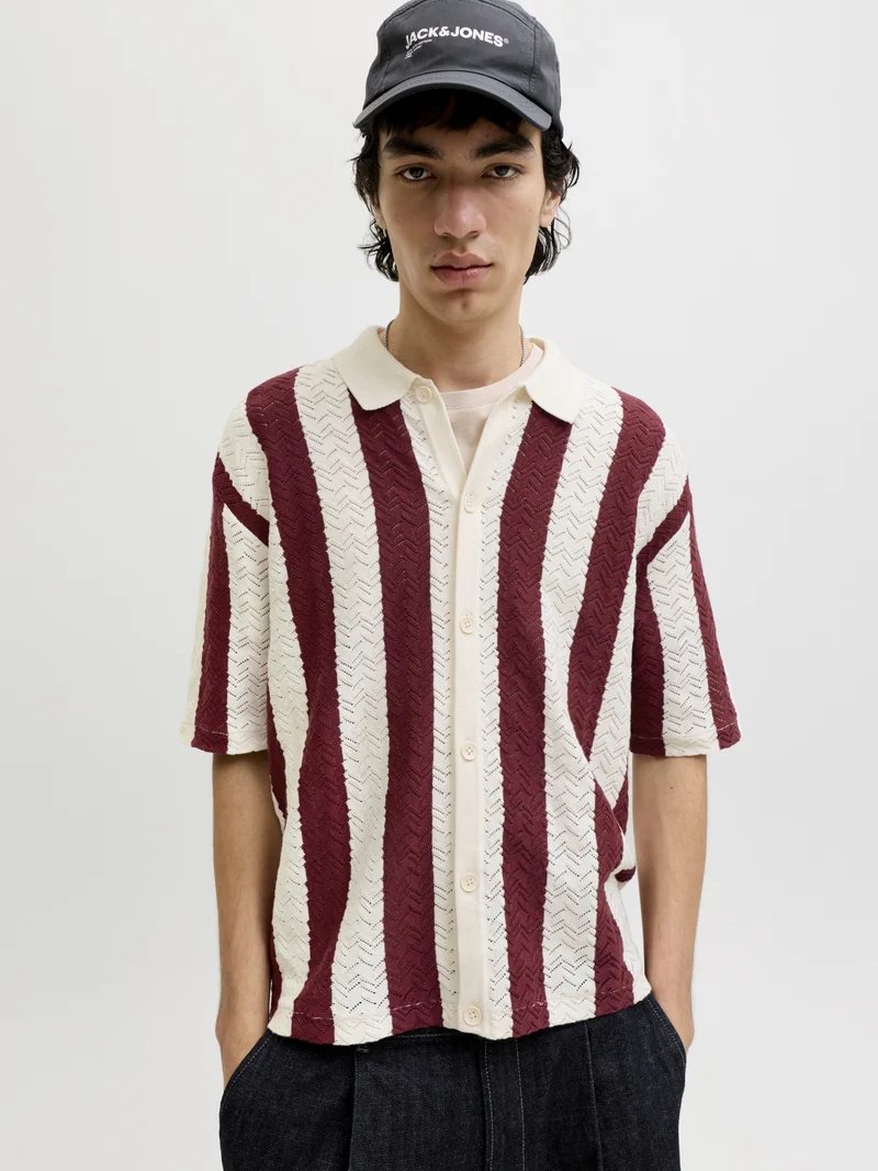 JORTYLER KNIT SS POLO SN, Sea Salt/Cabernet
