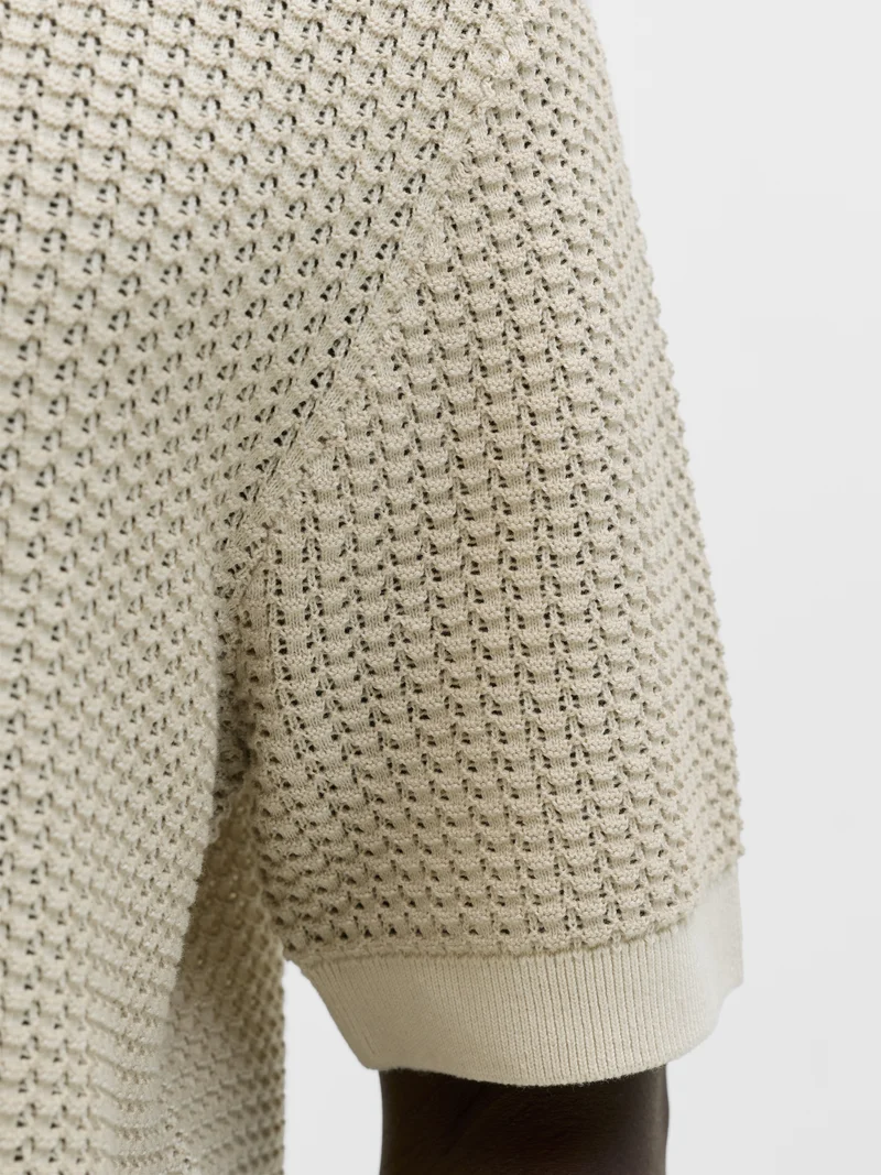 JPRBLUKINGSLEY KNIT POLO SS LN, Whitecap Gray/Twist