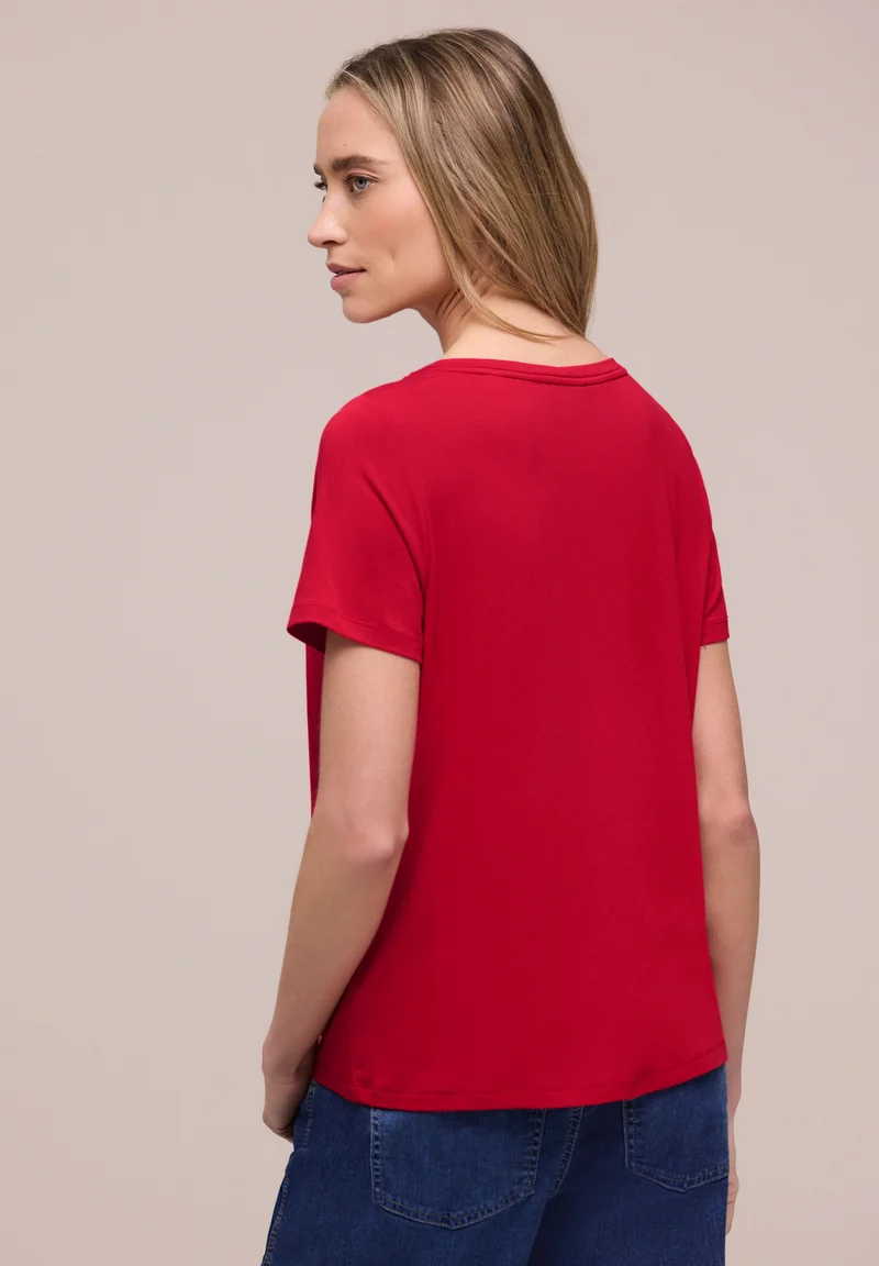 LTD QR wording print shirt, salsa red