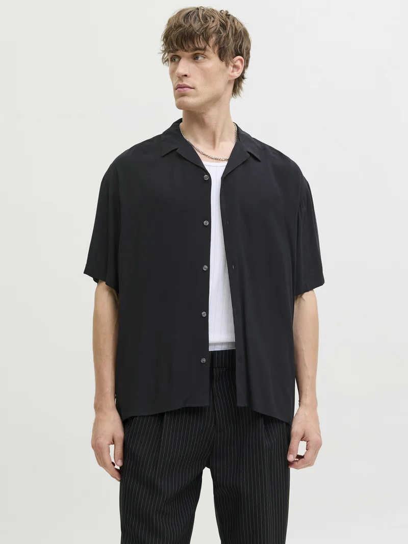 JJEJEFF RESORT SOLID SHIRT SS SN, Black
