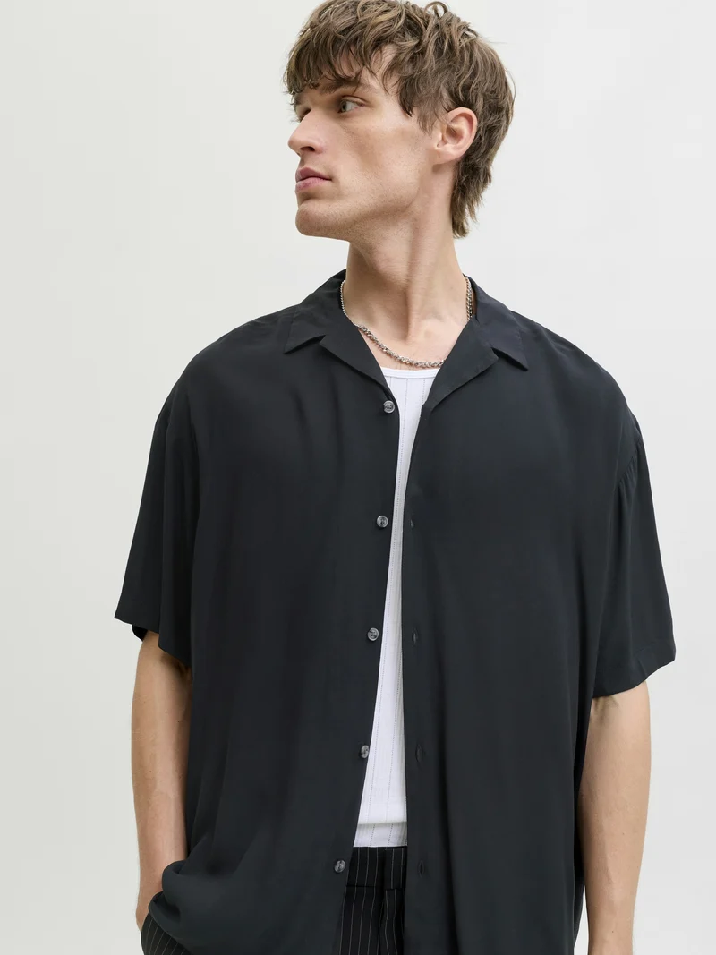 JJEJEFF RESORT SOLID SHIRT SS SN, Black