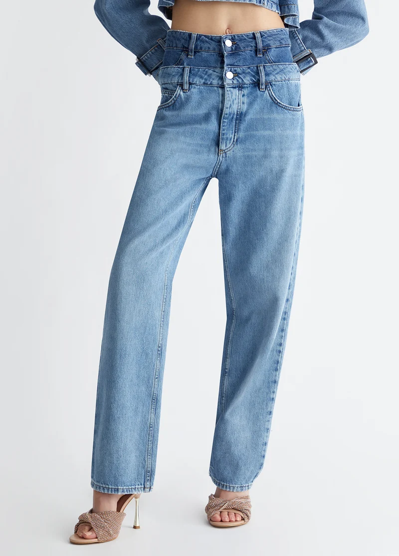High-Waisted Straight-Leg Jeans