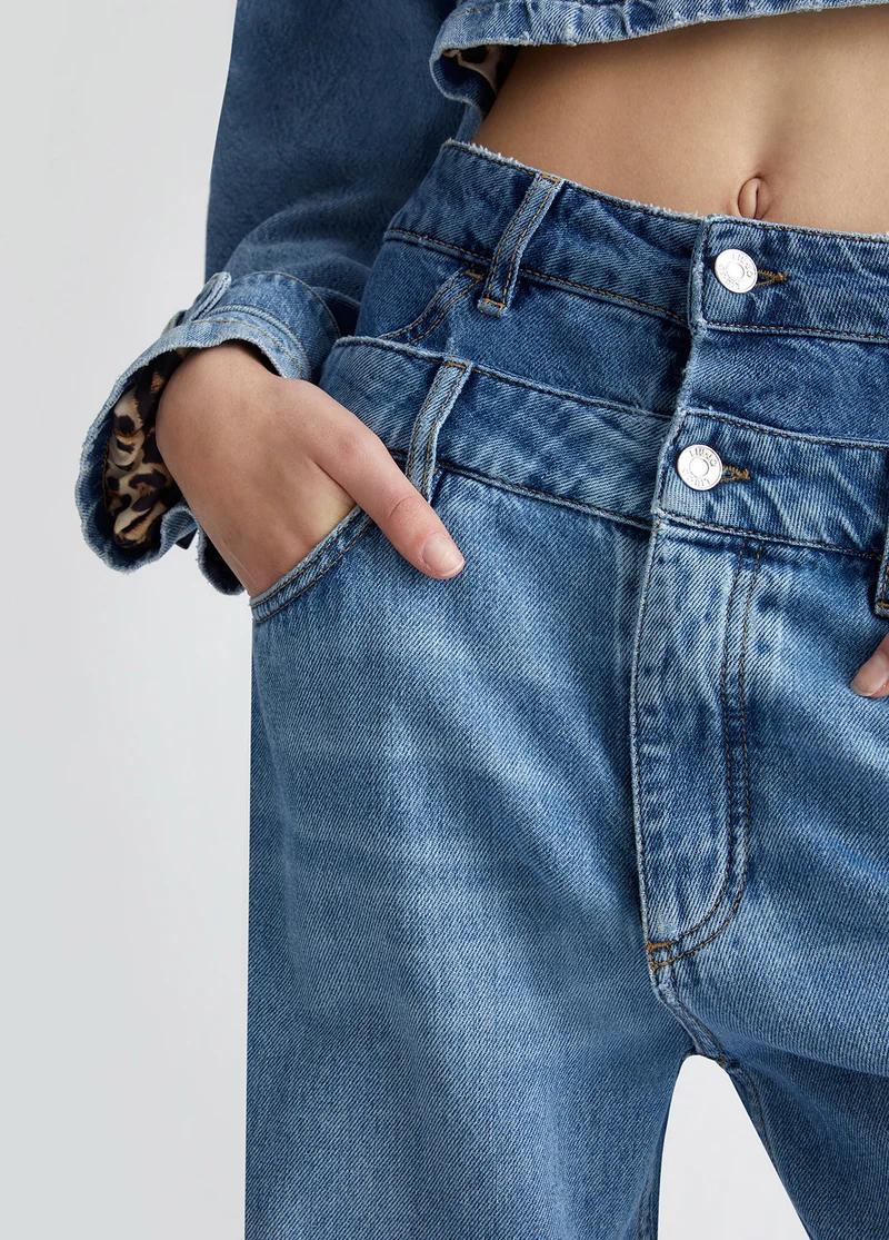 High-Waisted Straight-Leg Jeans