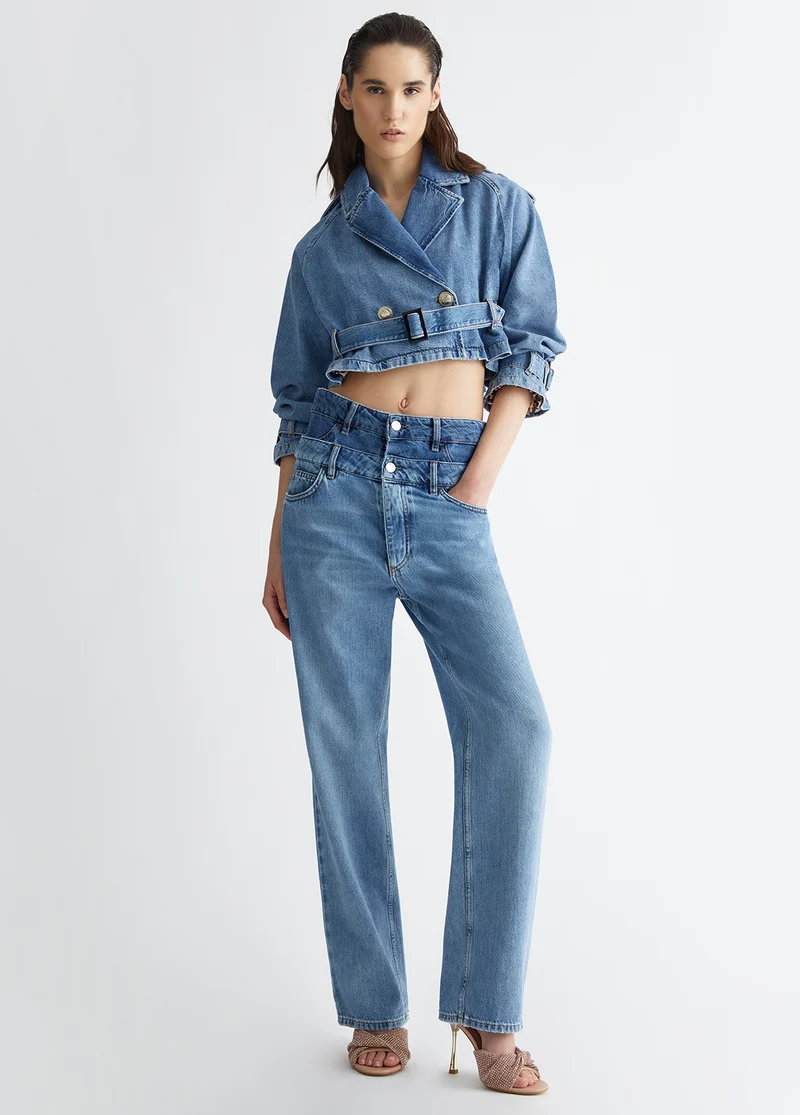 High-Waisted Straight-Leg Jeans