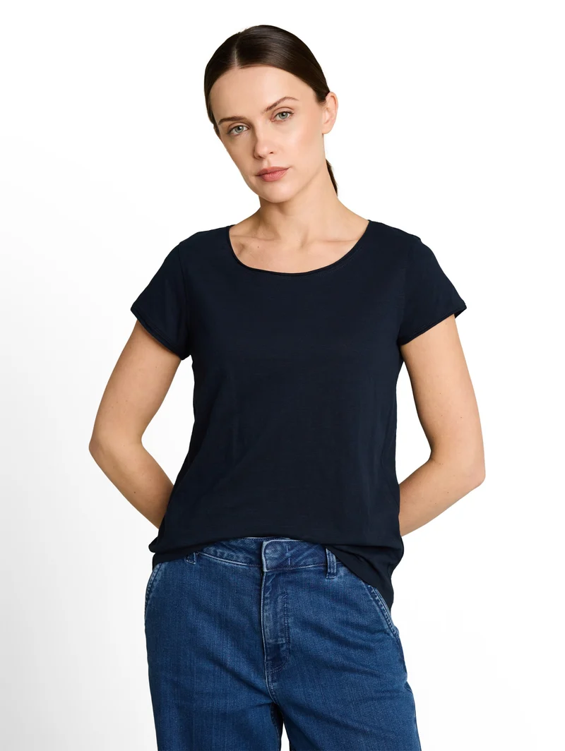 T-shirt slub jersey wide crew, sky captain blue
