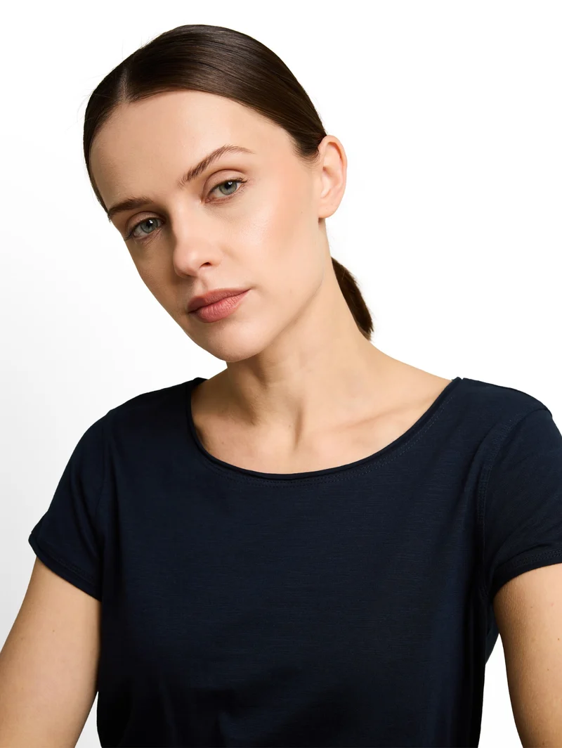 T-shirt slub jersey wide crew, sky captain blue