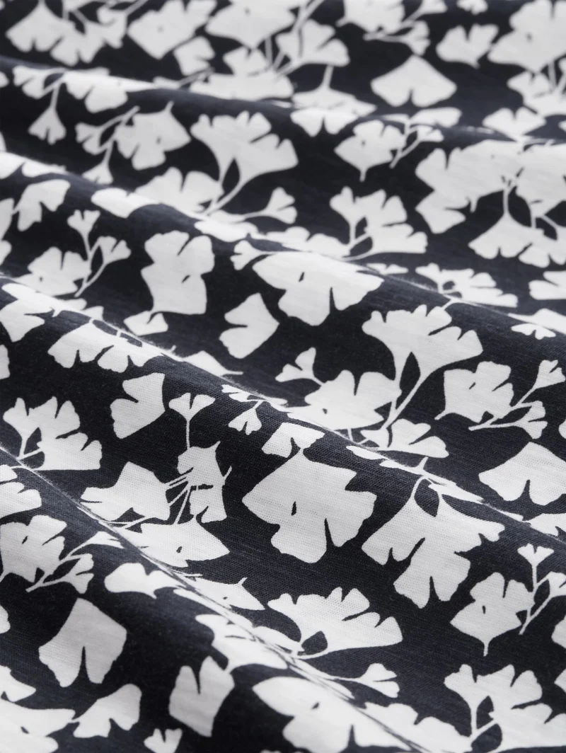 T-shirt slub jersey wide crew, blue ginkgo minimal