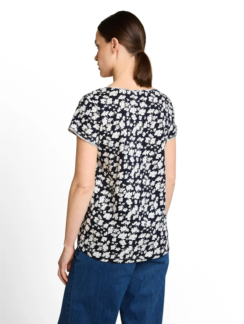 T-shirt slub jersey wide crew, blue ginkgo minimal