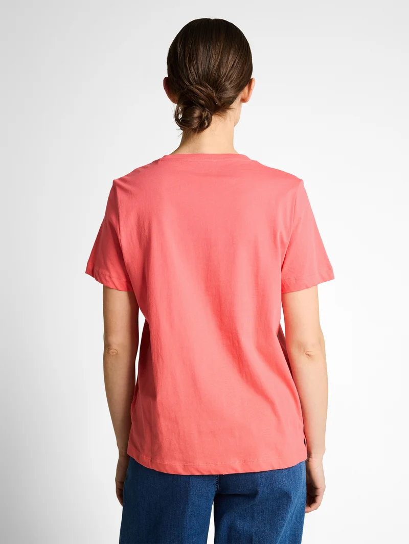 T-shirt crew neck front print, soft coral pink
