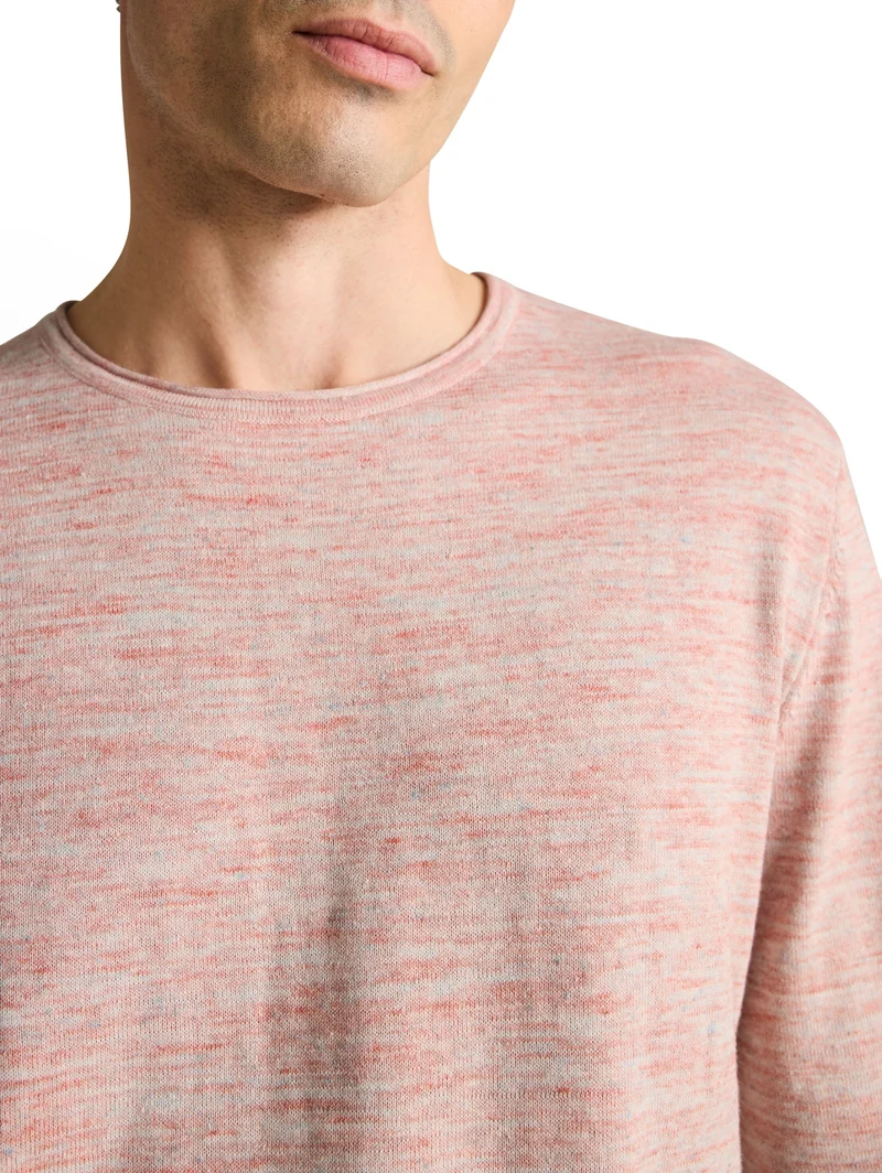 space dye knit pullover, chili red multicolor space dye
