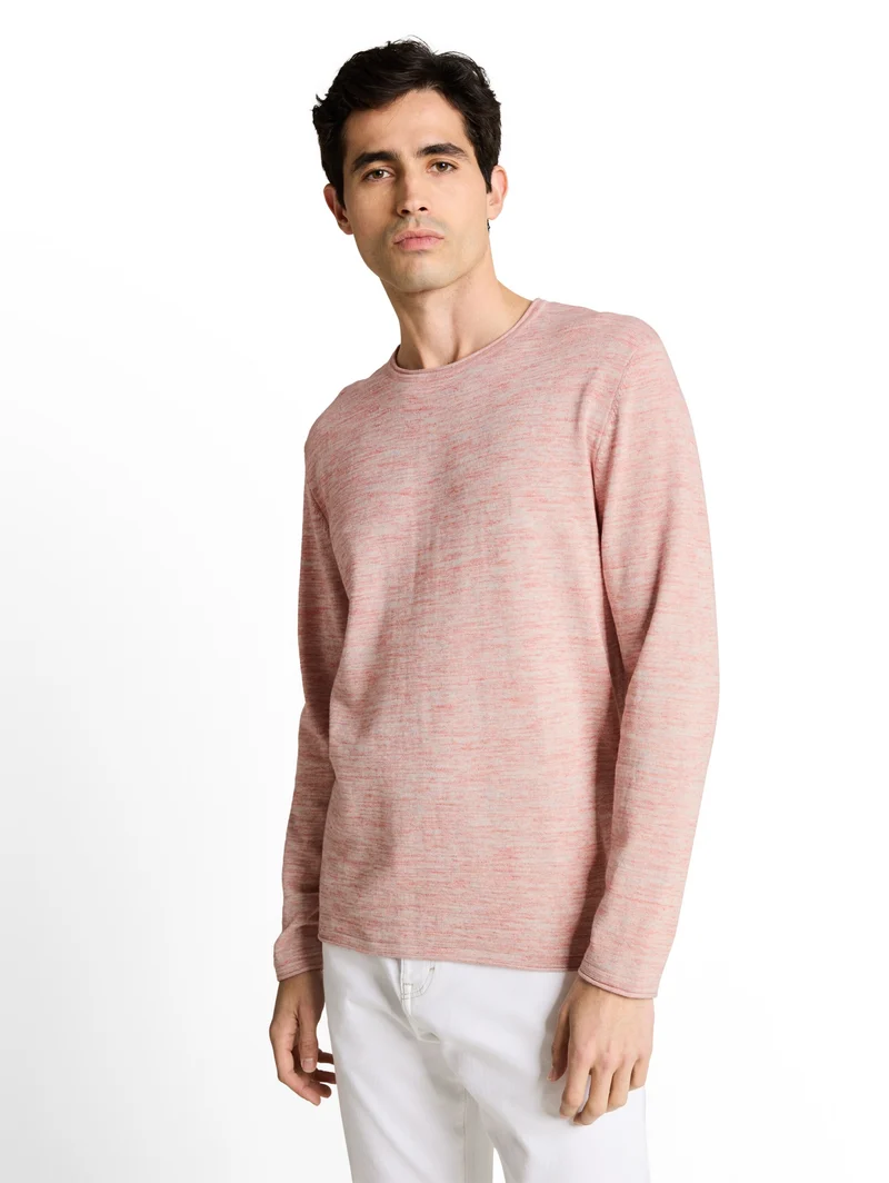 space dye knit pullover, chili red multicolor space dye