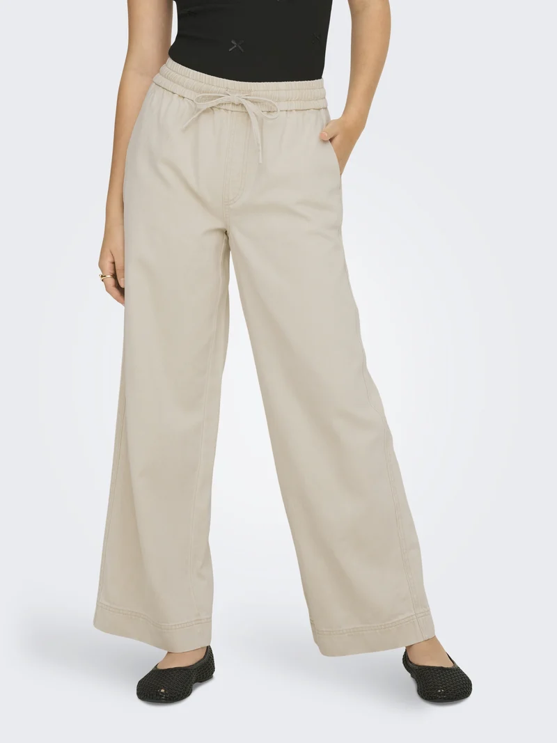 ONLMAISA HW PULL-UP WIDE PANT PNT, Oatmeal