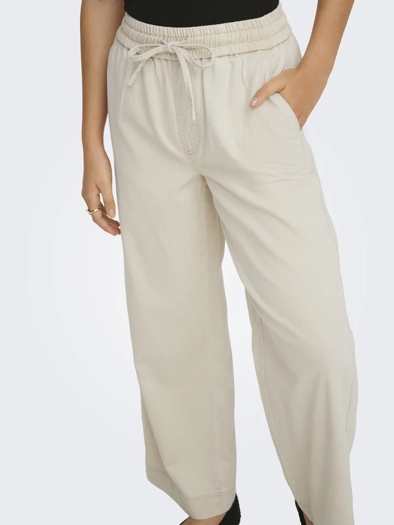 ONLMAISA HW PULL-UP WIDE PANT PNT, Oatmeal