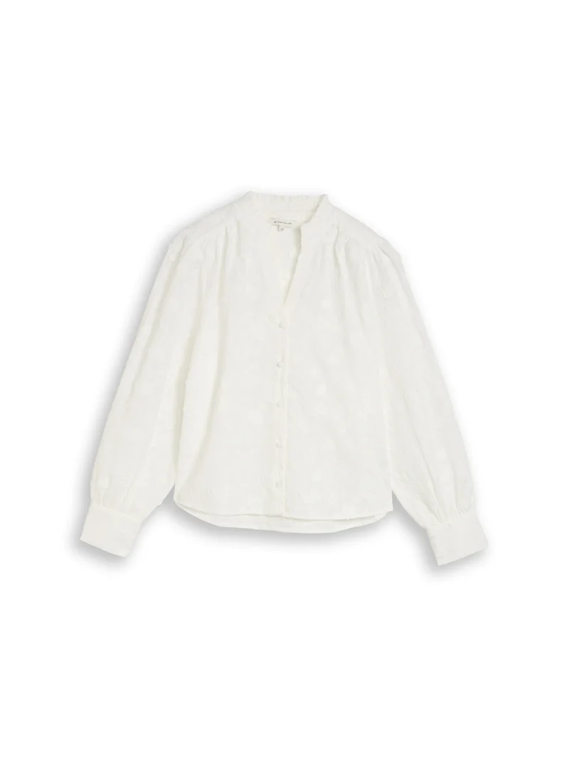 blouse with ginko embroidery, White