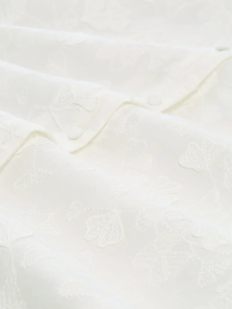 blouse with ginko embroidery, White