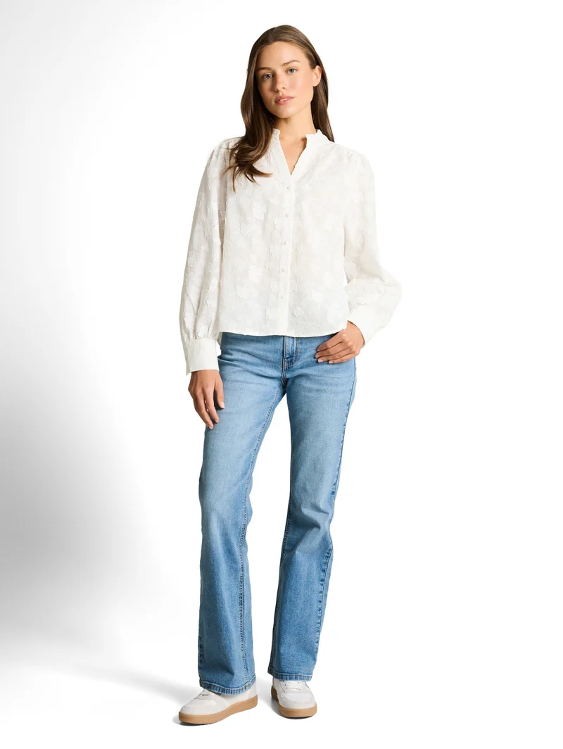 blouse with ginko embroidery, White