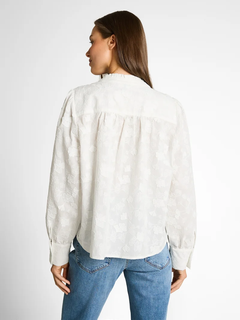 blouse with ginko embroidery, White