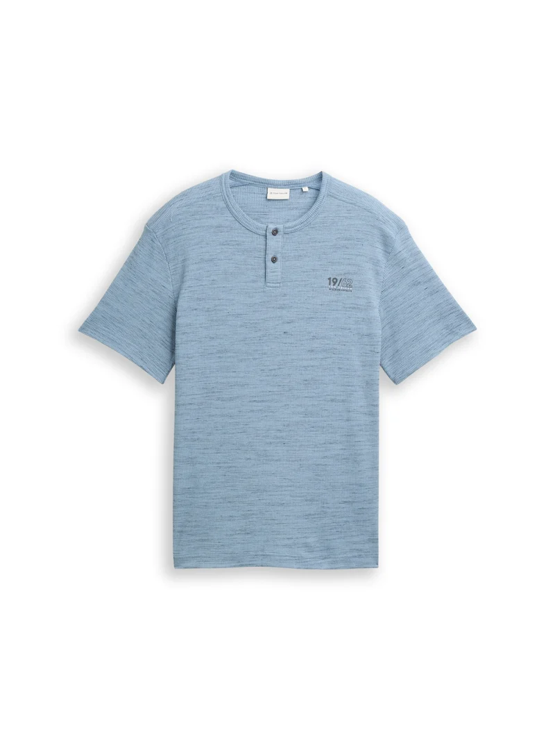 injected structured henley, blue grey waffle inject