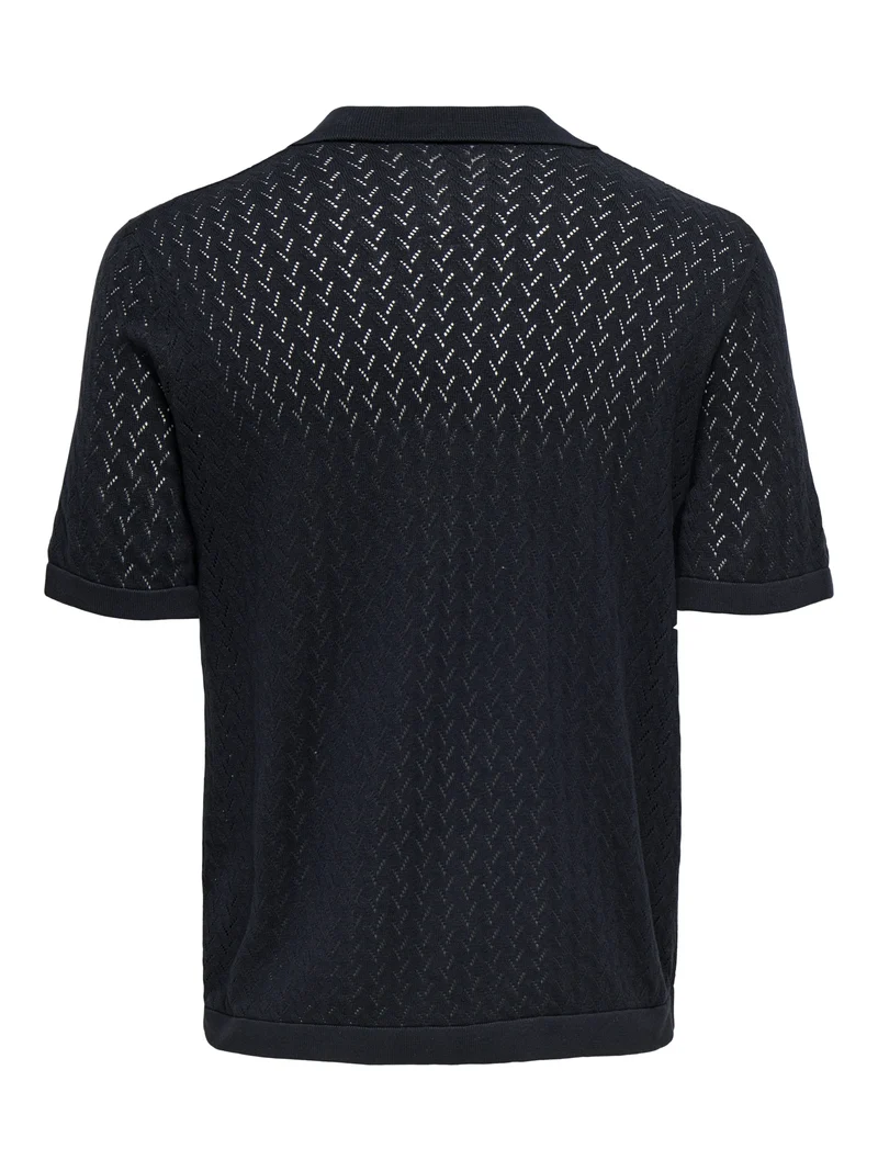 ONSSANTO REG SS RESORT SHIRT KNIT F, Dark Sapphire