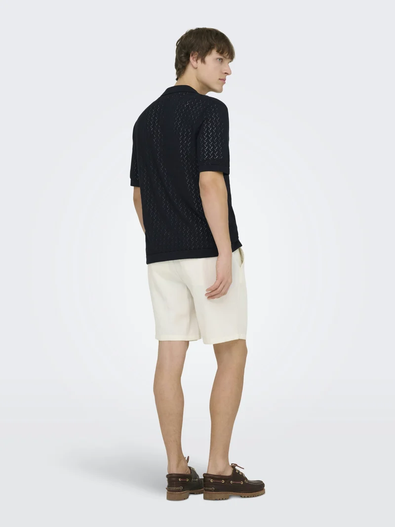 ONSSANTO REG SS RESORT SHIRT KNIT F, Dark Sapphire