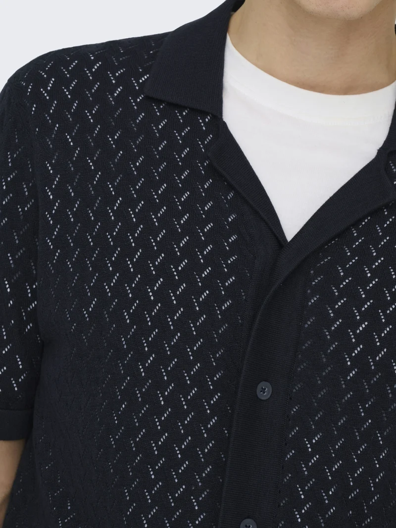 ONSSANTO REG SS RESORT SHIRT KNIT F, Dark Sapphire